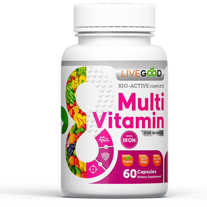 LiveGood Bio-Active Complete Multivitamin for Women with Iron
