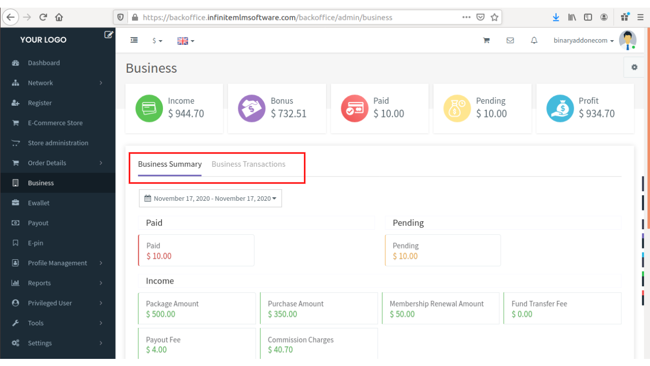 Business admin