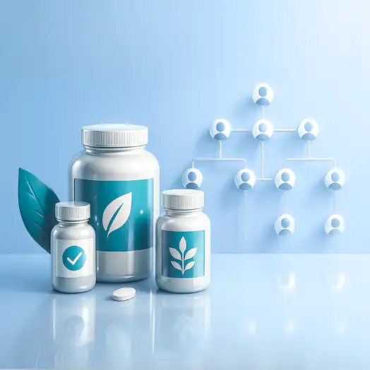 A variety of wellness products including supplements, skincare, and healthy foods.